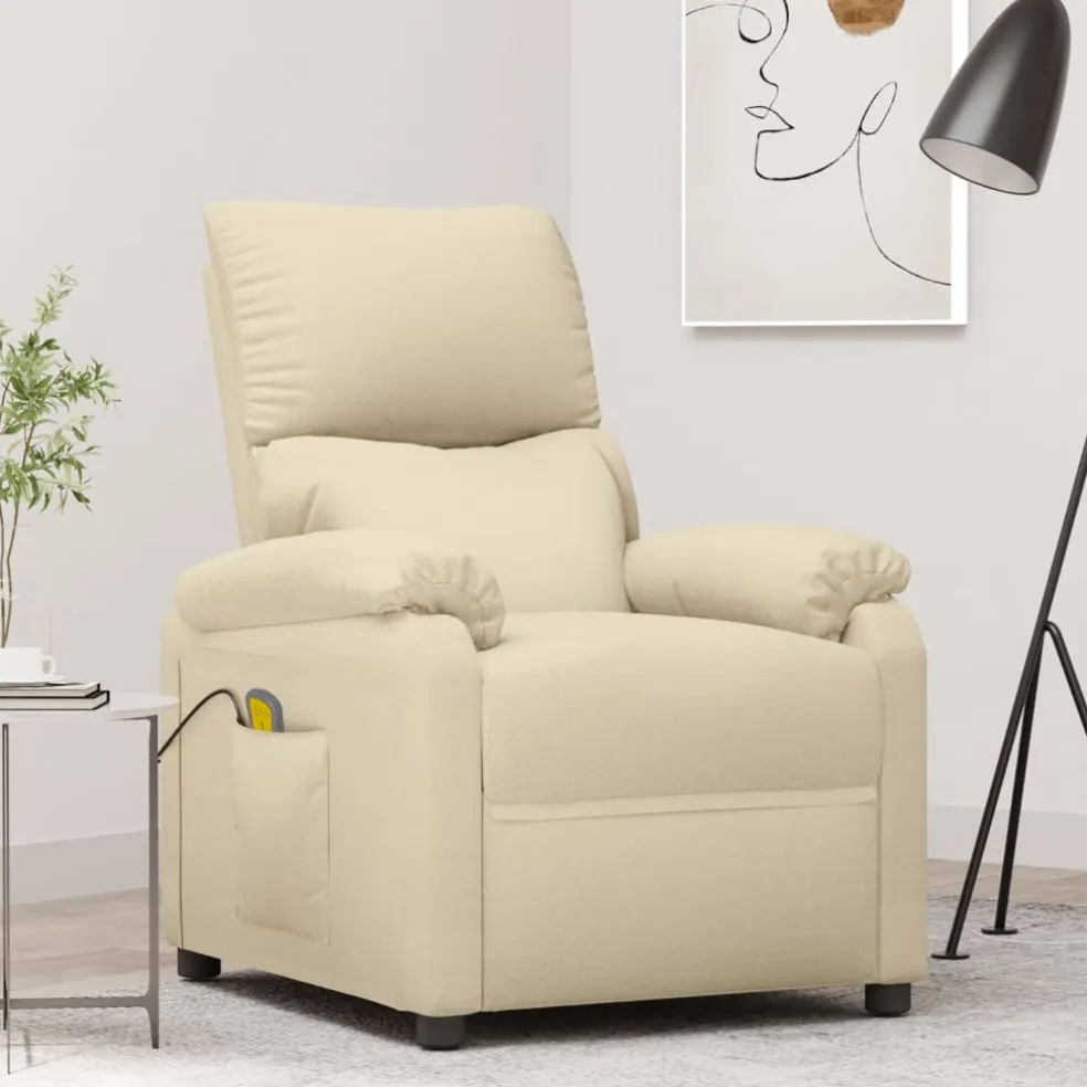 vidaXL Massagestoel stof crèmekleurig