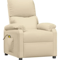 vidaXL Massagestoel stof crèmekleurig