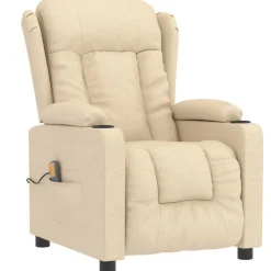 vidaXL Massagestoel stof crèmekleurig