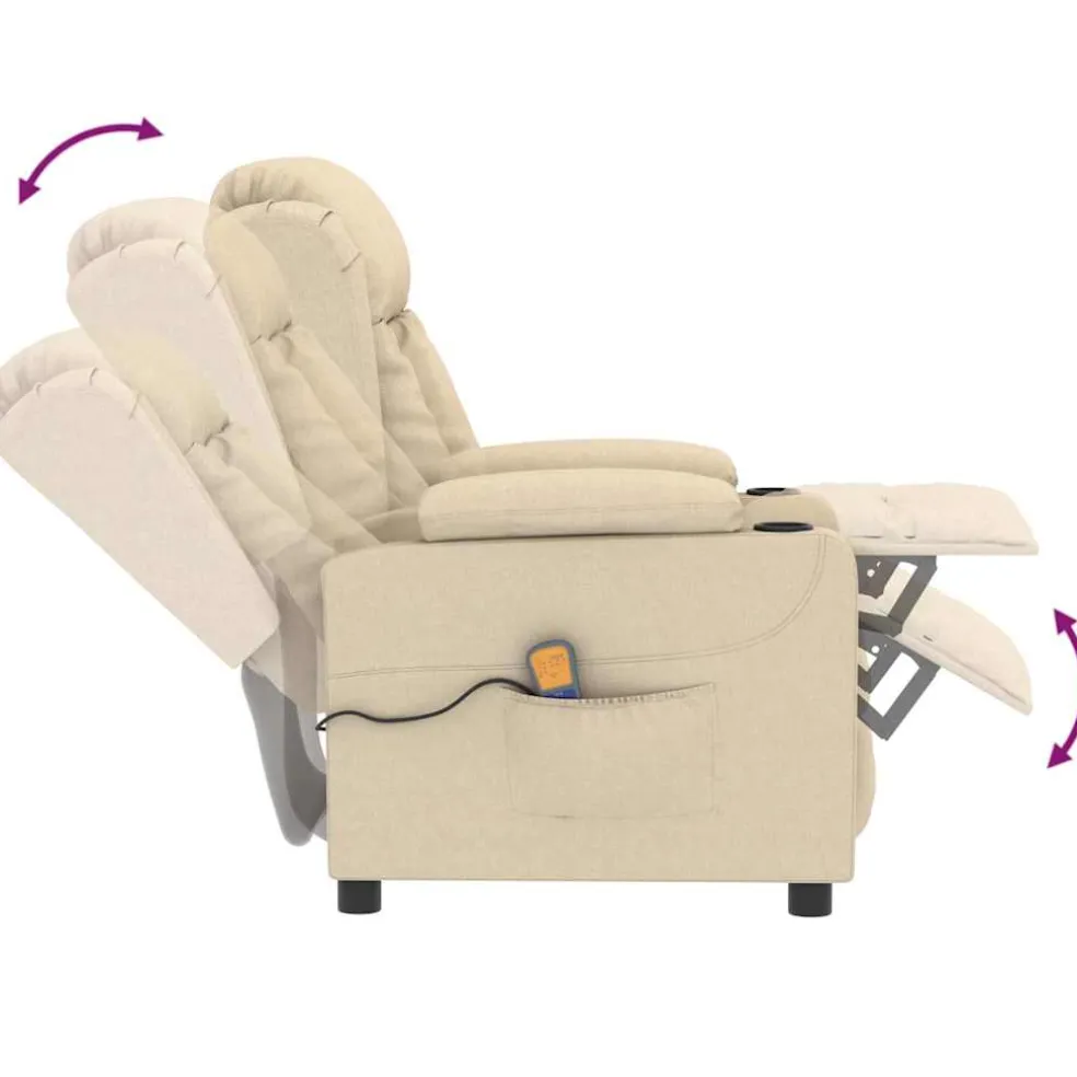 vidaXL Massagestoel stof crèmekleurig