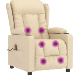 vidaXL Massagestoel stof crèmekleurig