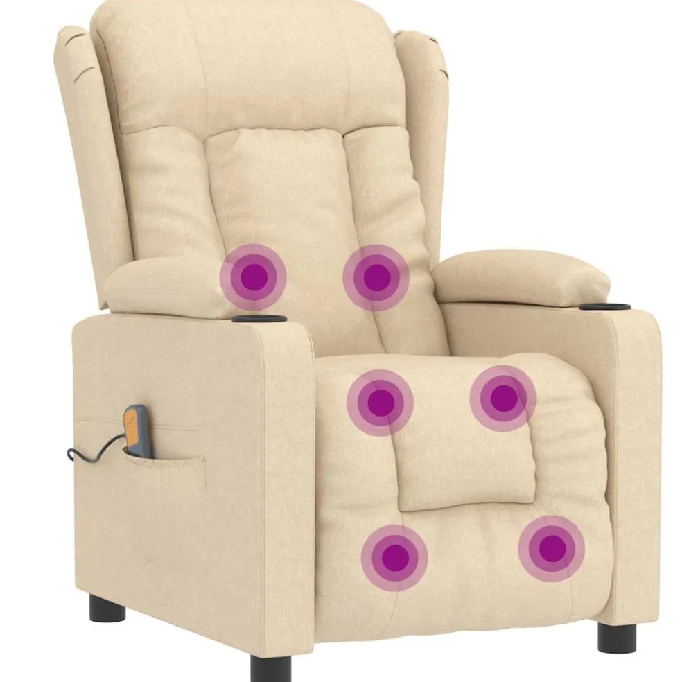 vidaXL Massagestoel stof crèmekleurig