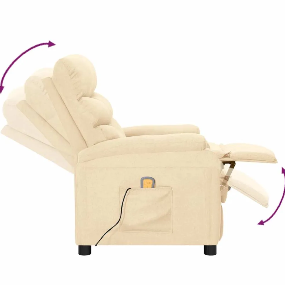 vidaXL Massagestoel stof crèmekleurig