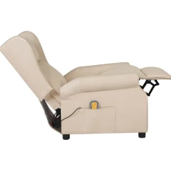 vidaXL Massagestoel stof crèmekleurig