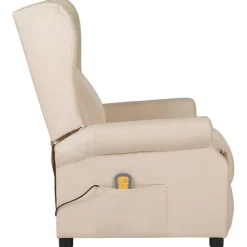 vidaXL Massagestoel stof crèmekleurig