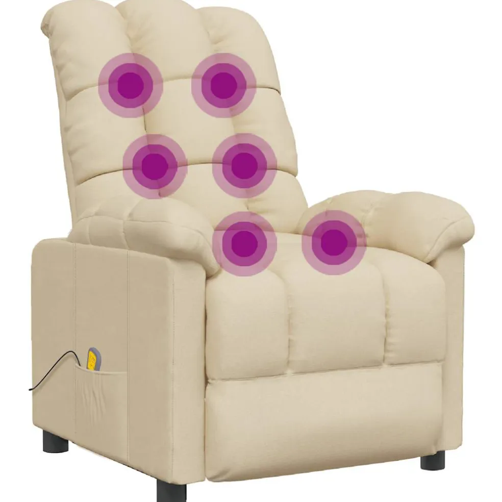 vidaXL Massagestoel stof crèmekleurig