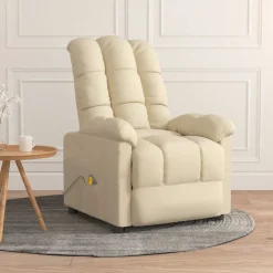 vidaXL Massagestoel stof crèmekleurig