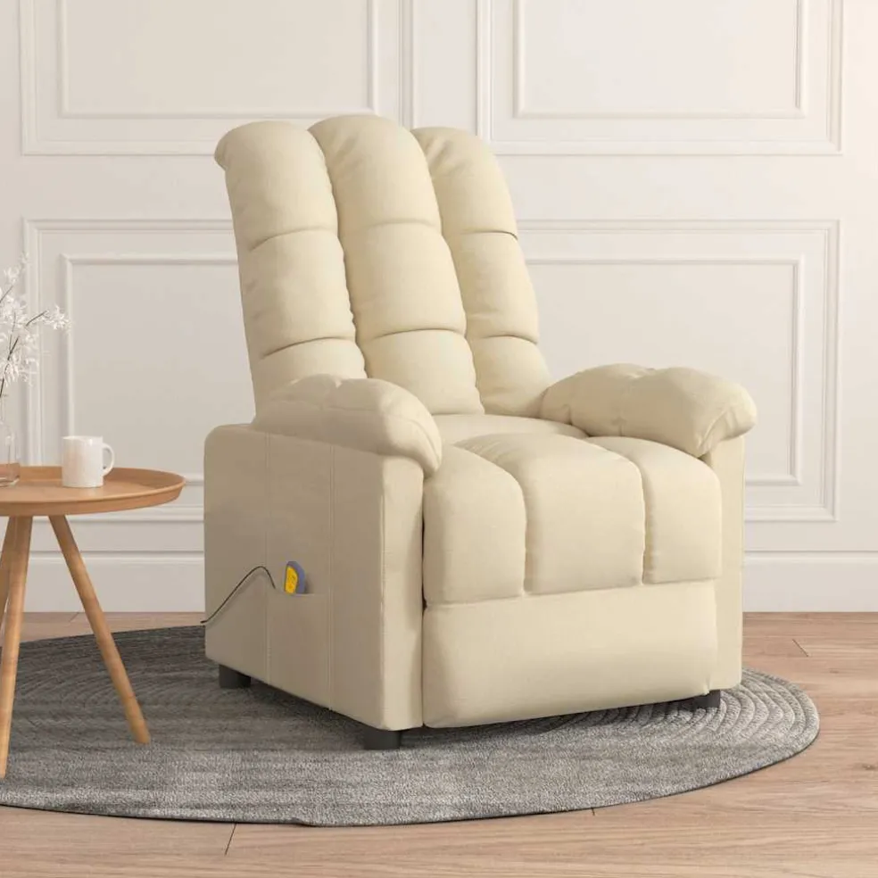 vidaXL Massagestoel stof crèmekleurig
