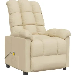 vidaXL Massagestoel stof crèmekleurig