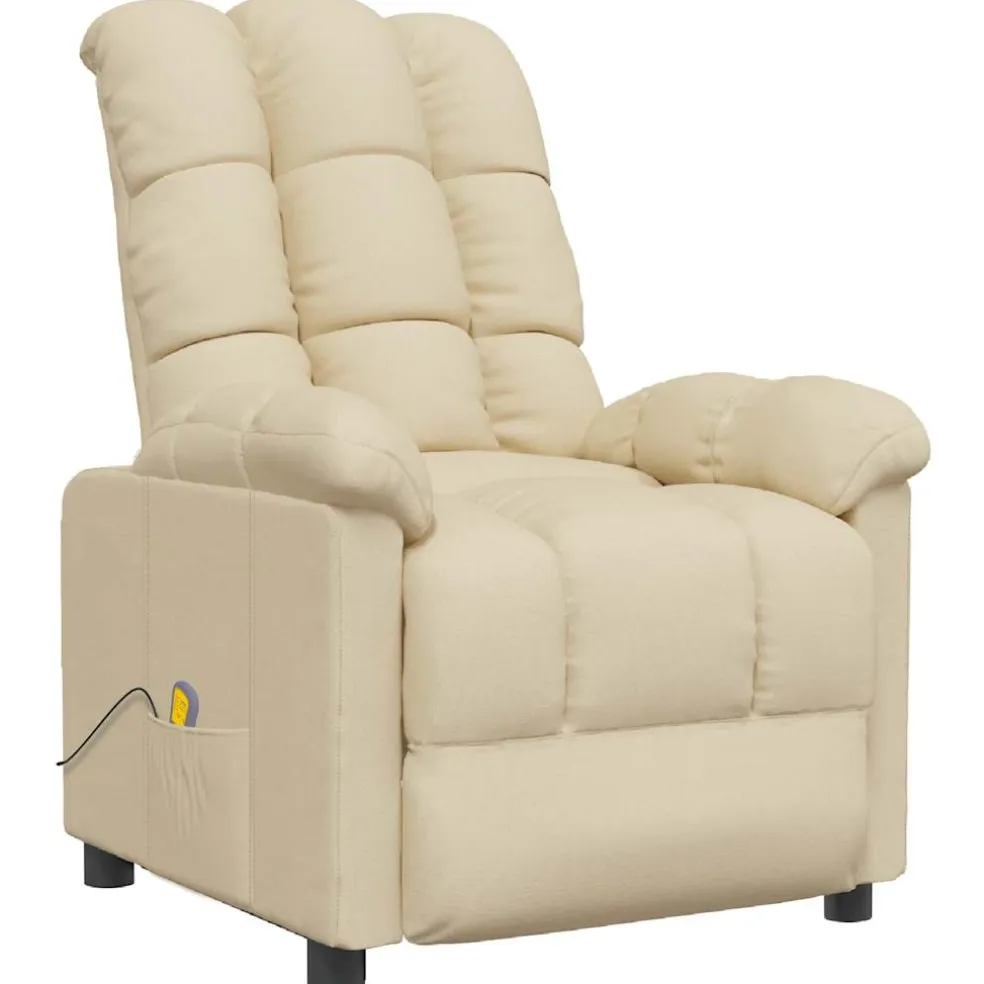 vidaXL Massagestoel stof crèmekleurig
