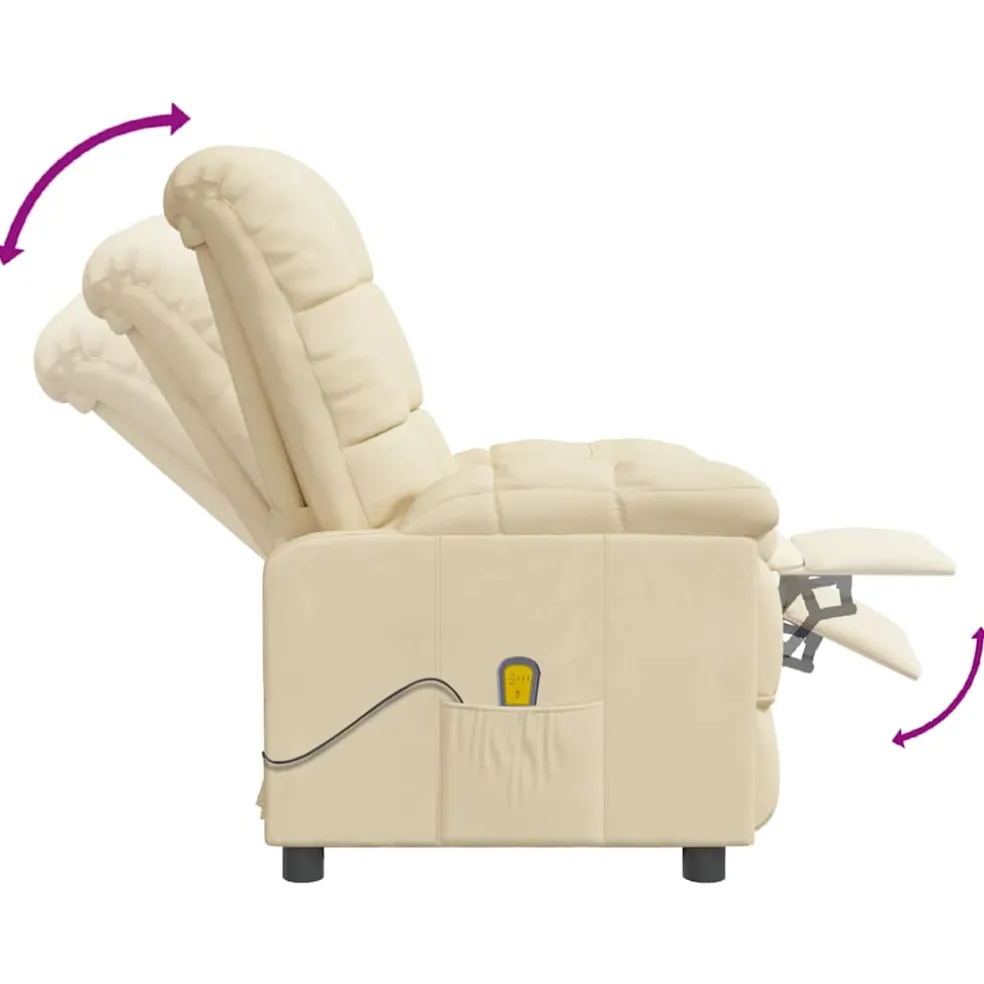 vidaXL Massagestoel stof crèmekleurig