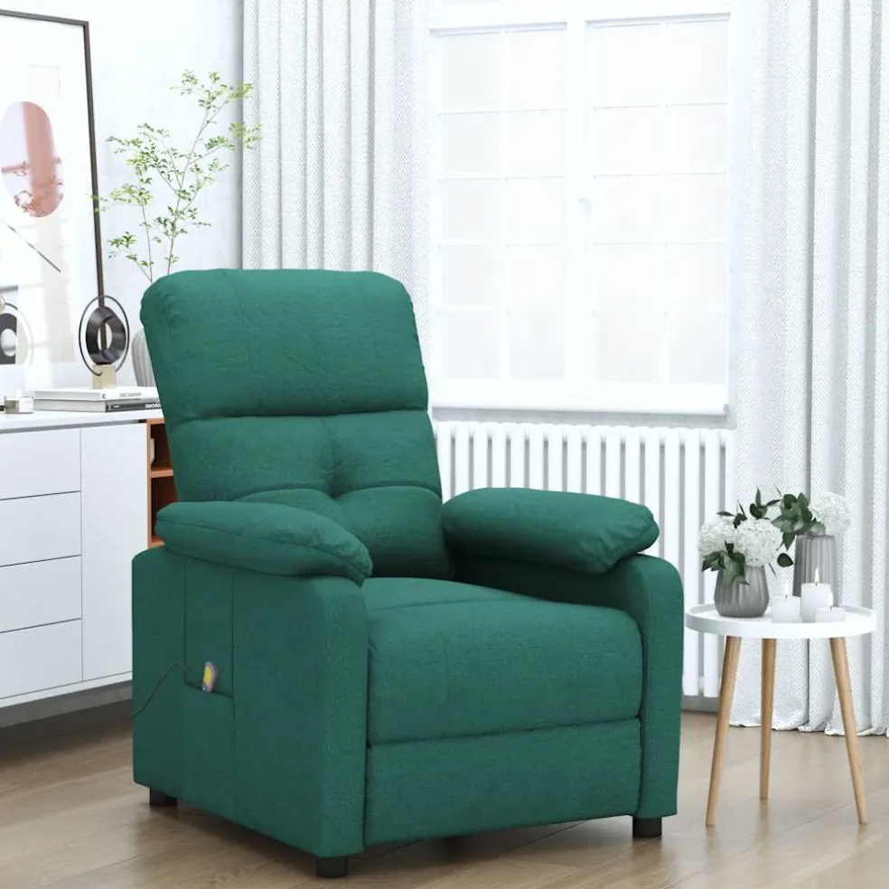 vidaXL Massagestoel stof donkergroen