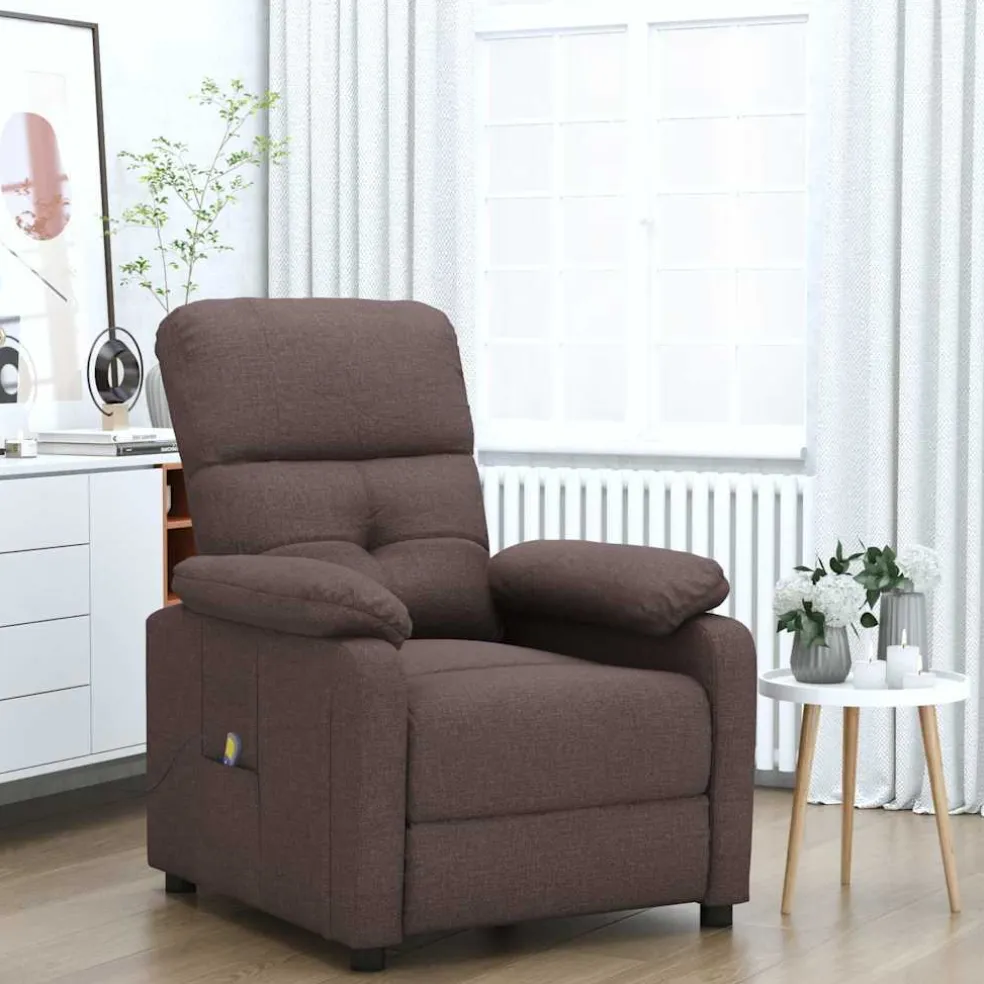 vidaXL Massagestoel stof donkerbruin