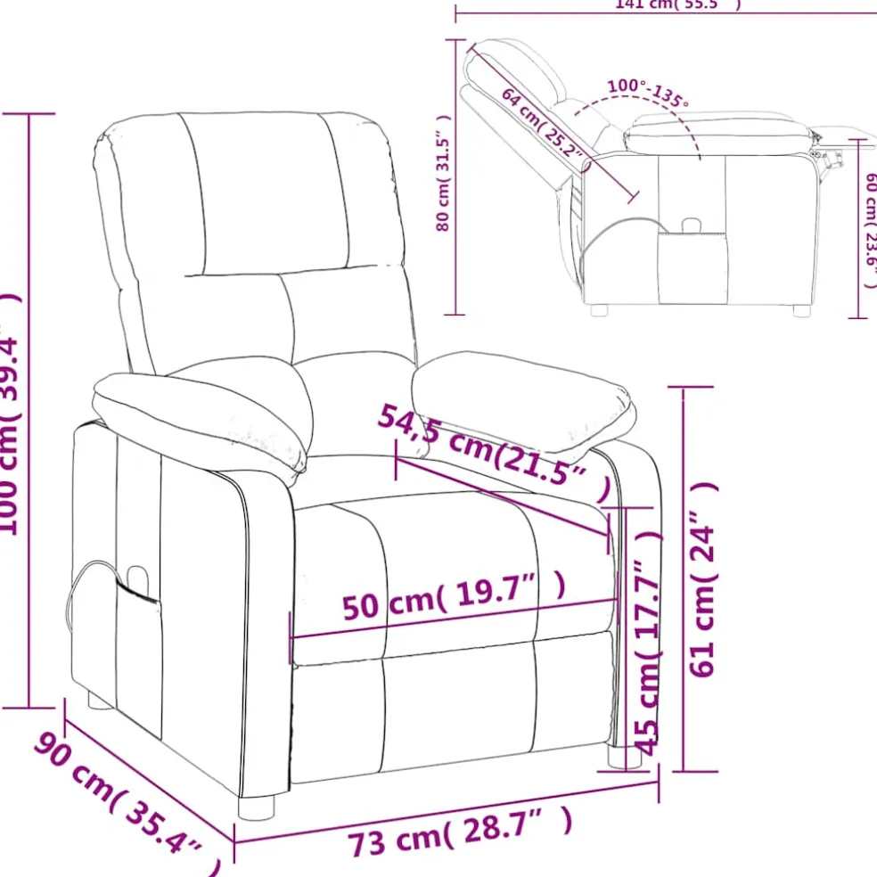 vidaXL Massagestoel stof donkerbruin