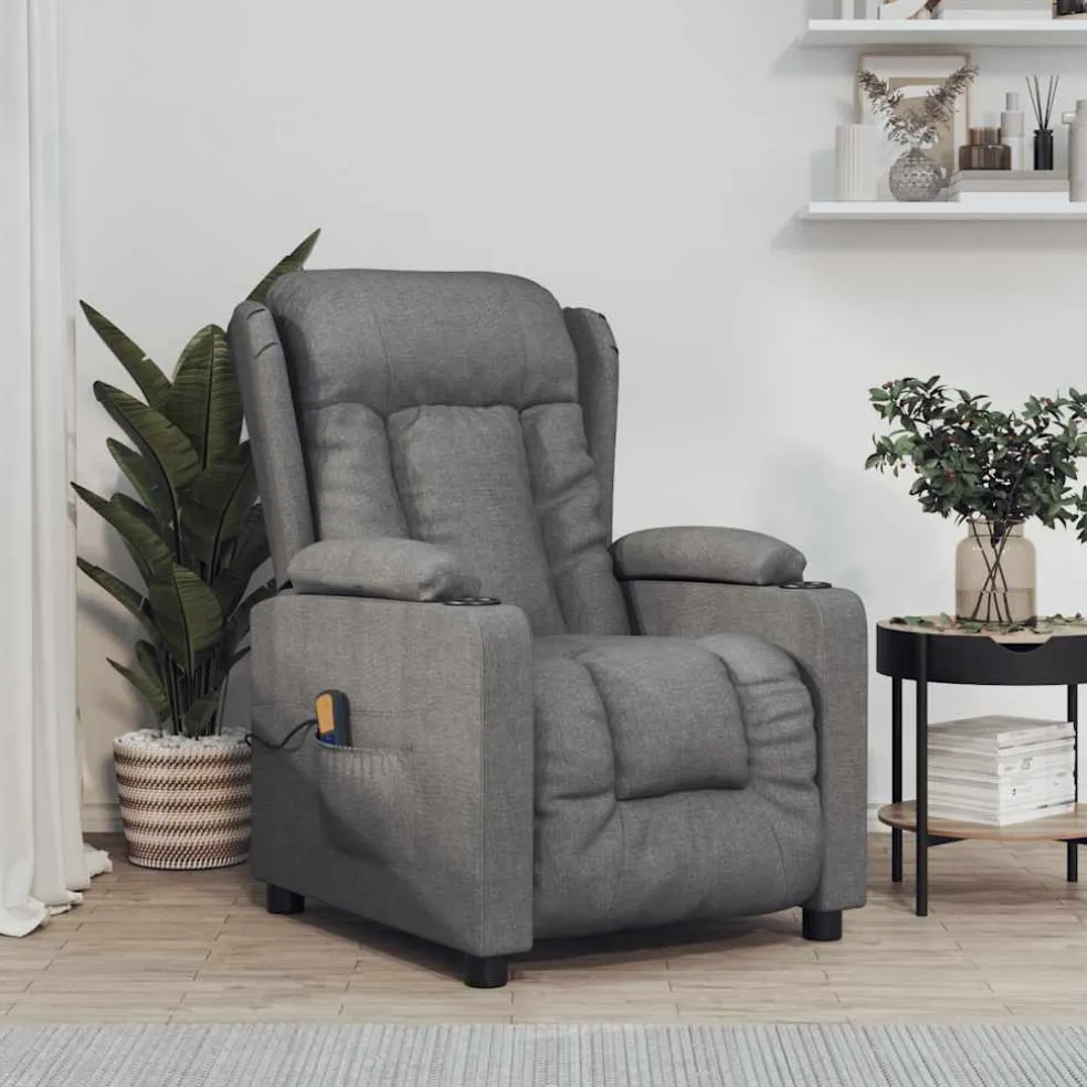 vidaXL Massagestoel stof donkergrijs