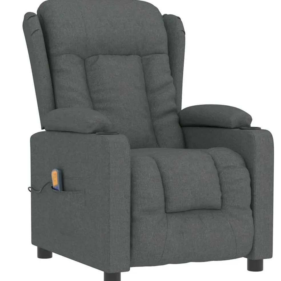 vidaXL Massagestoel stof donkergrijs