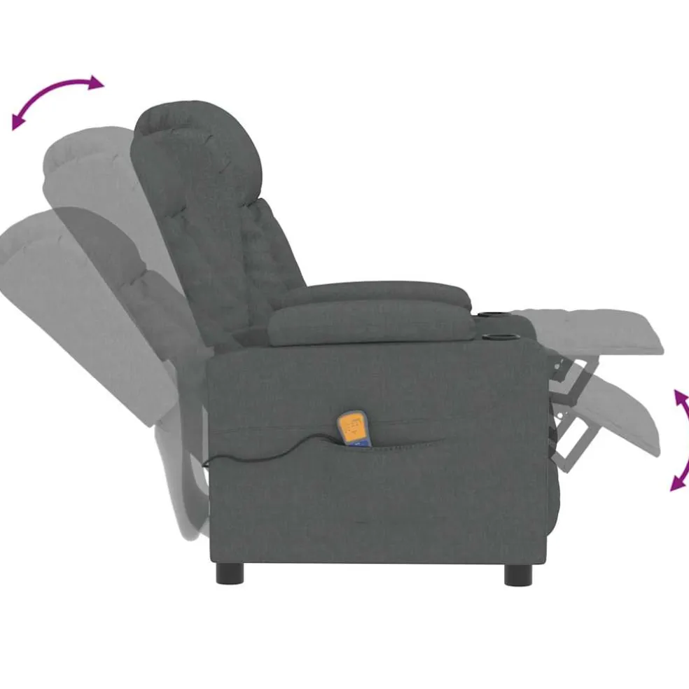 vidaXL Massagestoel stof donkergrijs