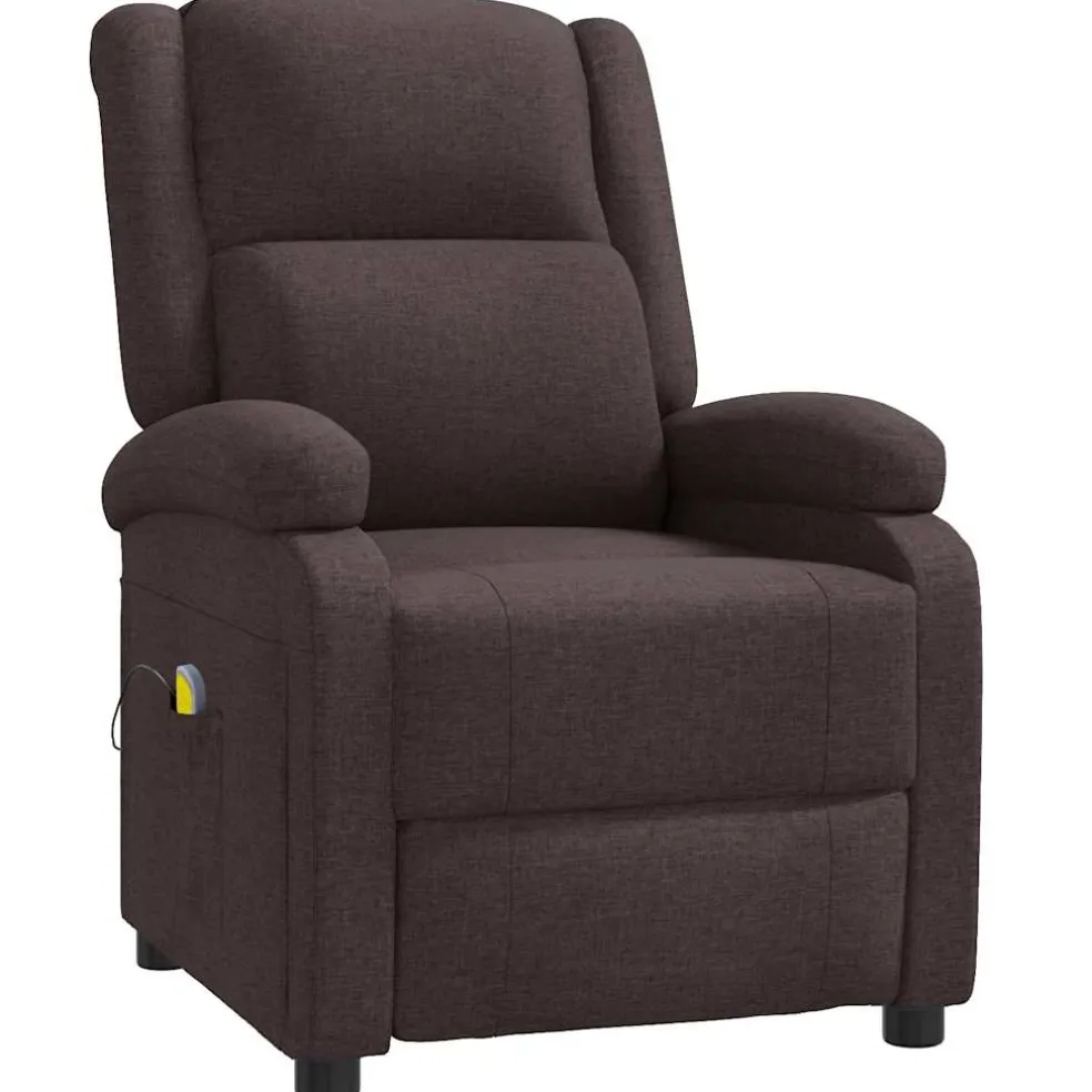 vidaXL Massagestoel stof donkerbruin
