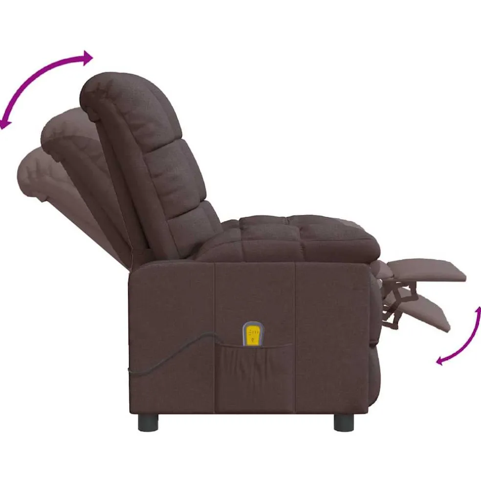vidaXL Massagestoel stof donkerbruin