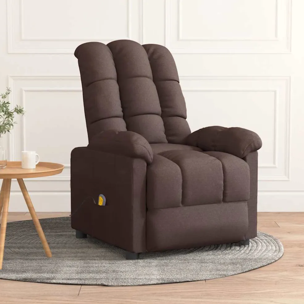 vidaXL Massagestoel stof donkerbruin