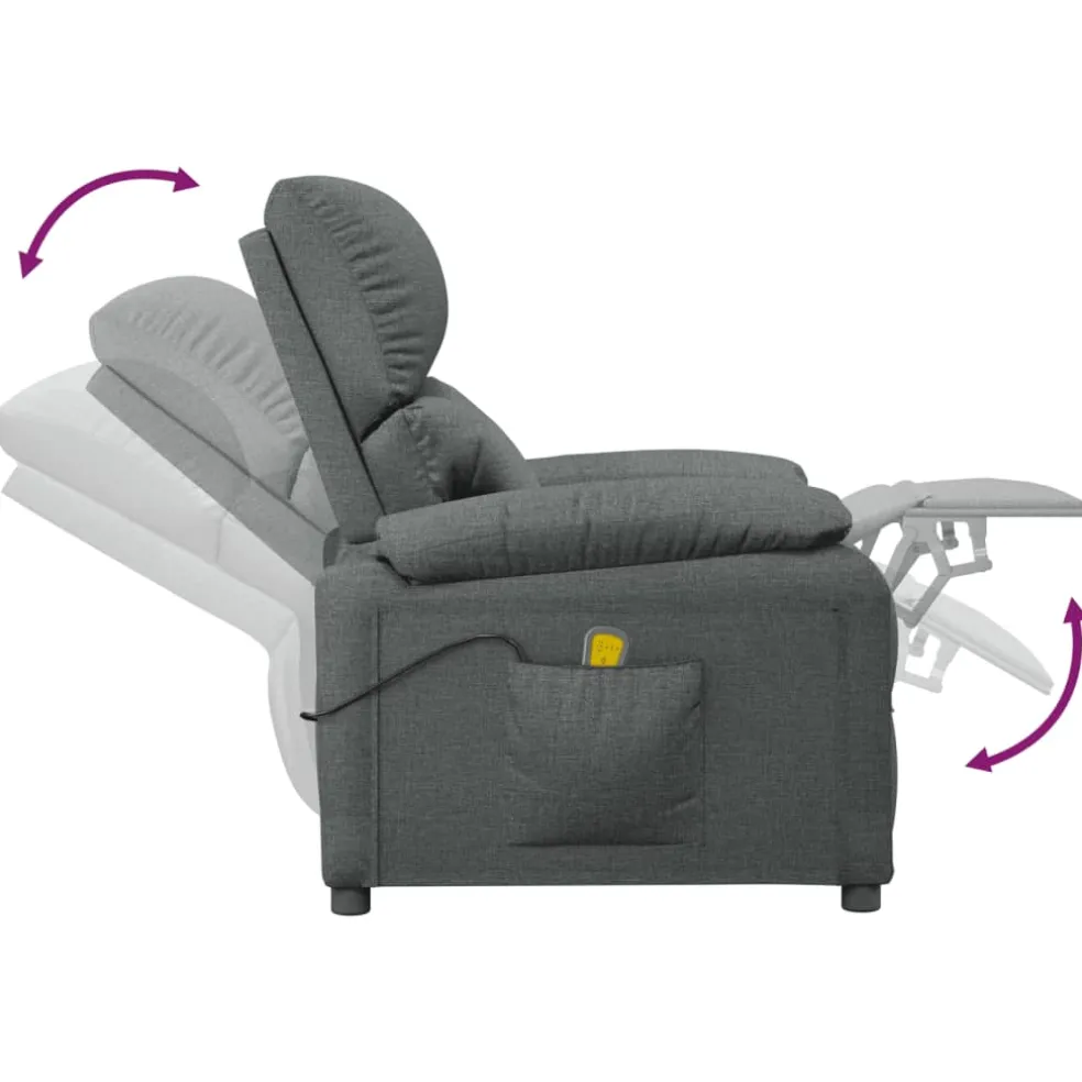 vidaXL Massagestoel stof donkergrijs