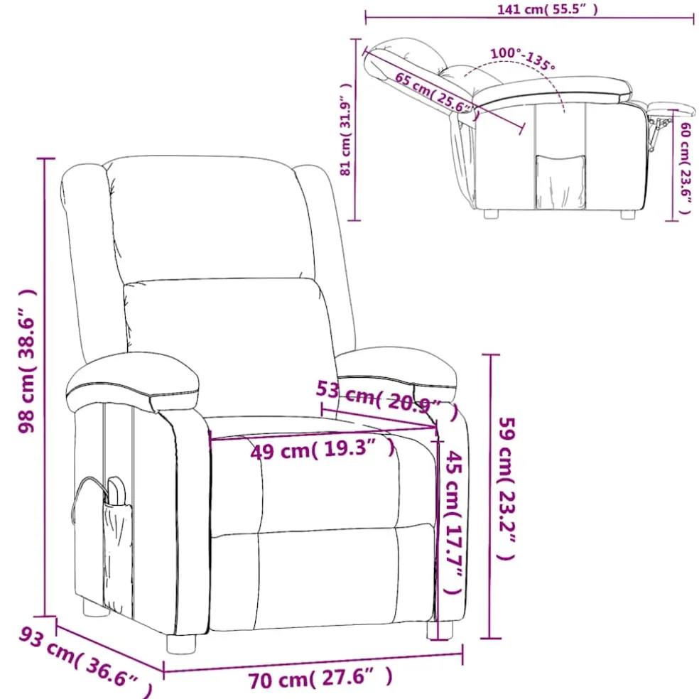 vidaXL Massagestoel stof donkergrijs