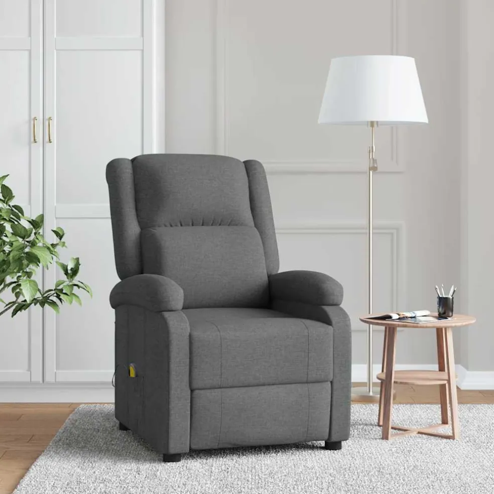 vidaXL Massagestoel stof donkergrijs