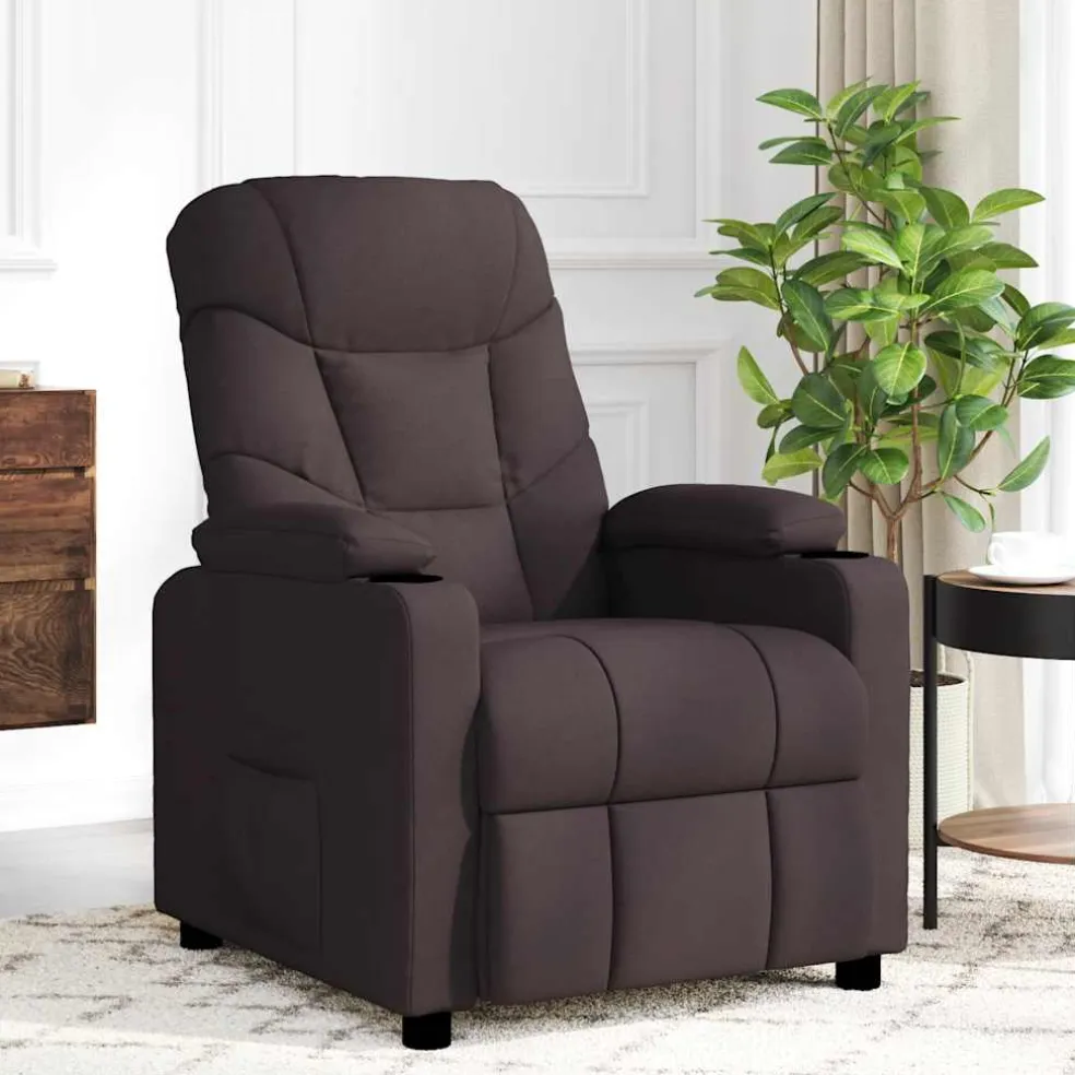 vidaXL Massagestoel stof donkerbruin