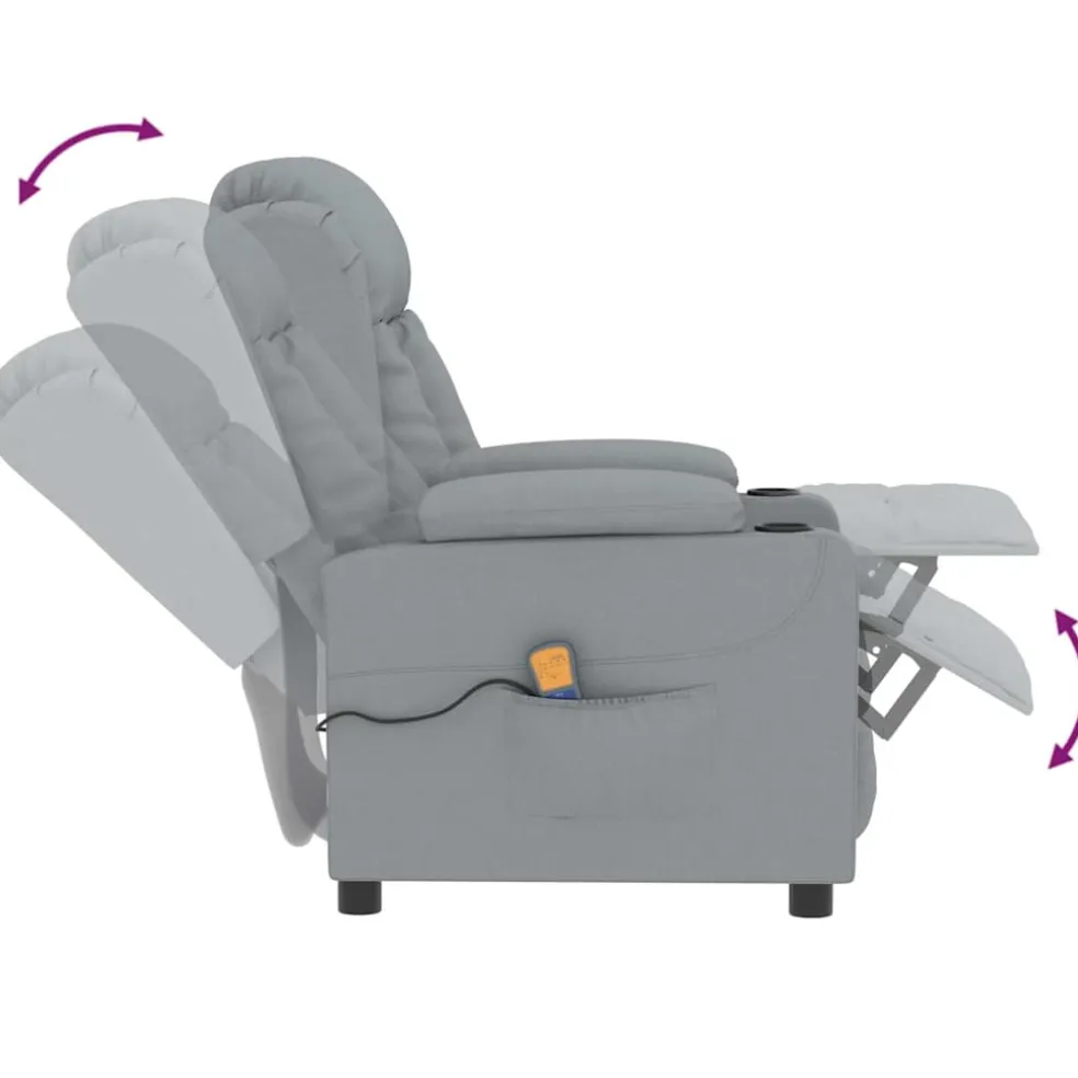 vidaXL Massagestoel stof lichtgrijs