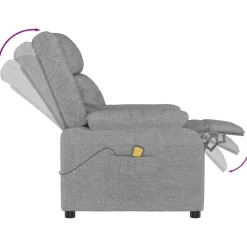 vidaXL Massagestoel stof lichtgrijs