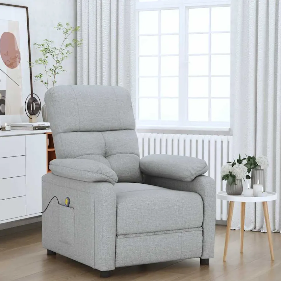 vidaXL Massagestoel stof lichtgrijs