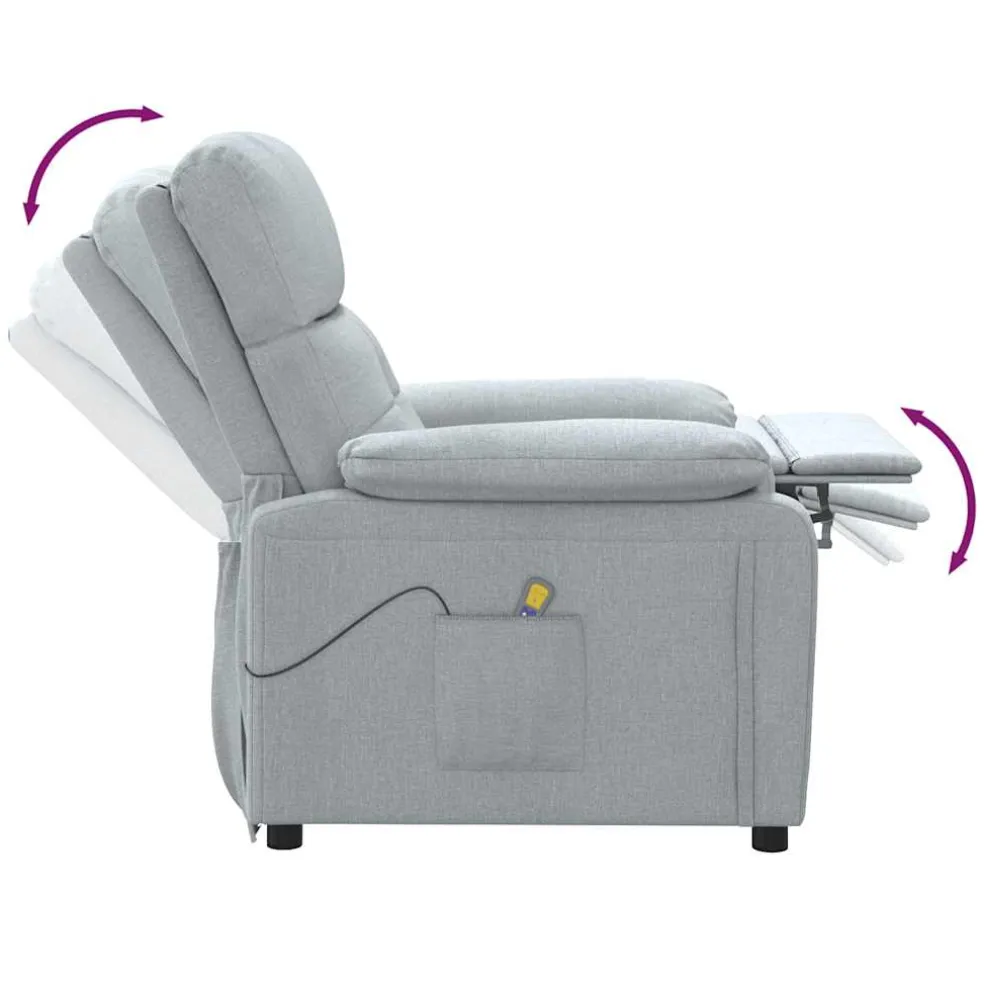 vidaXL Massagestoel stof lichtgrijs