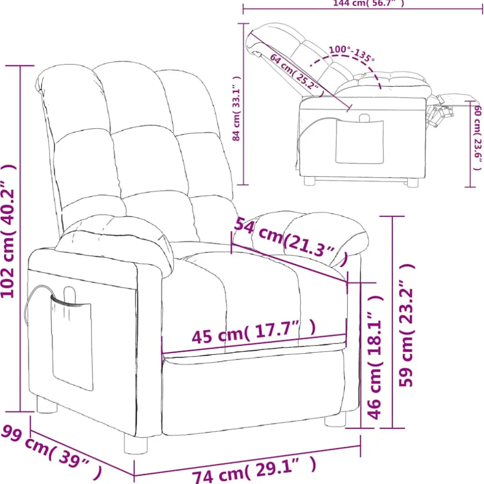 vidaXL Massagestoel stof lichtgrijs