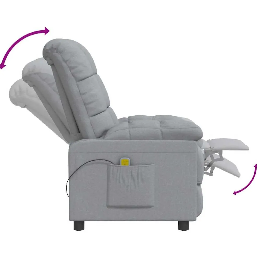 vidaXL Massagestoel stof lichtgrijs