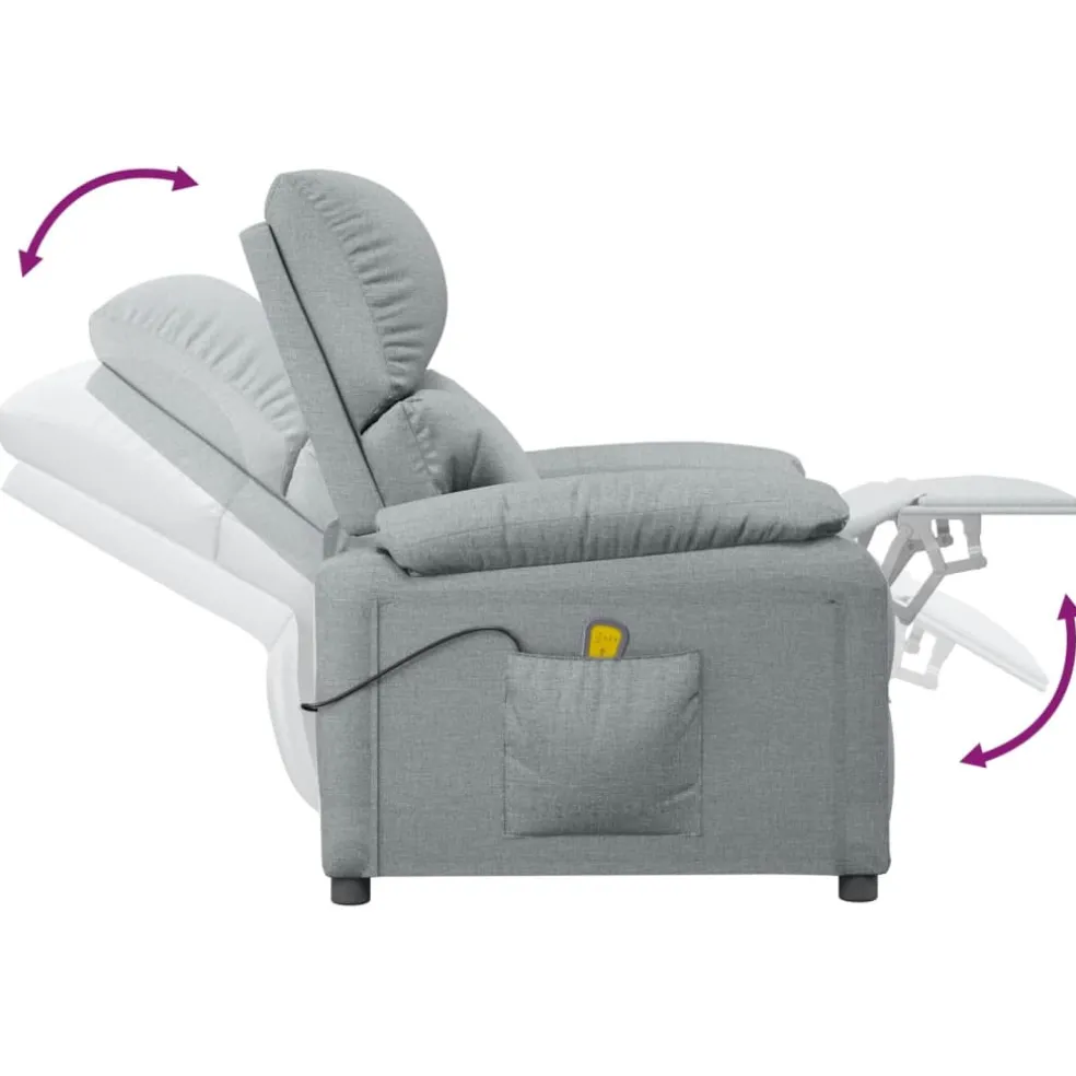 vidaXL Massagestoel stof lichtgrijs