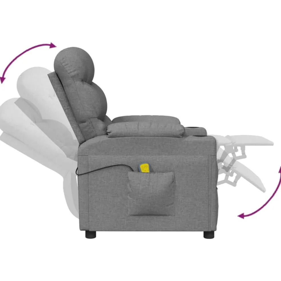 vidaXL Massagestoel stof lichtgrijs