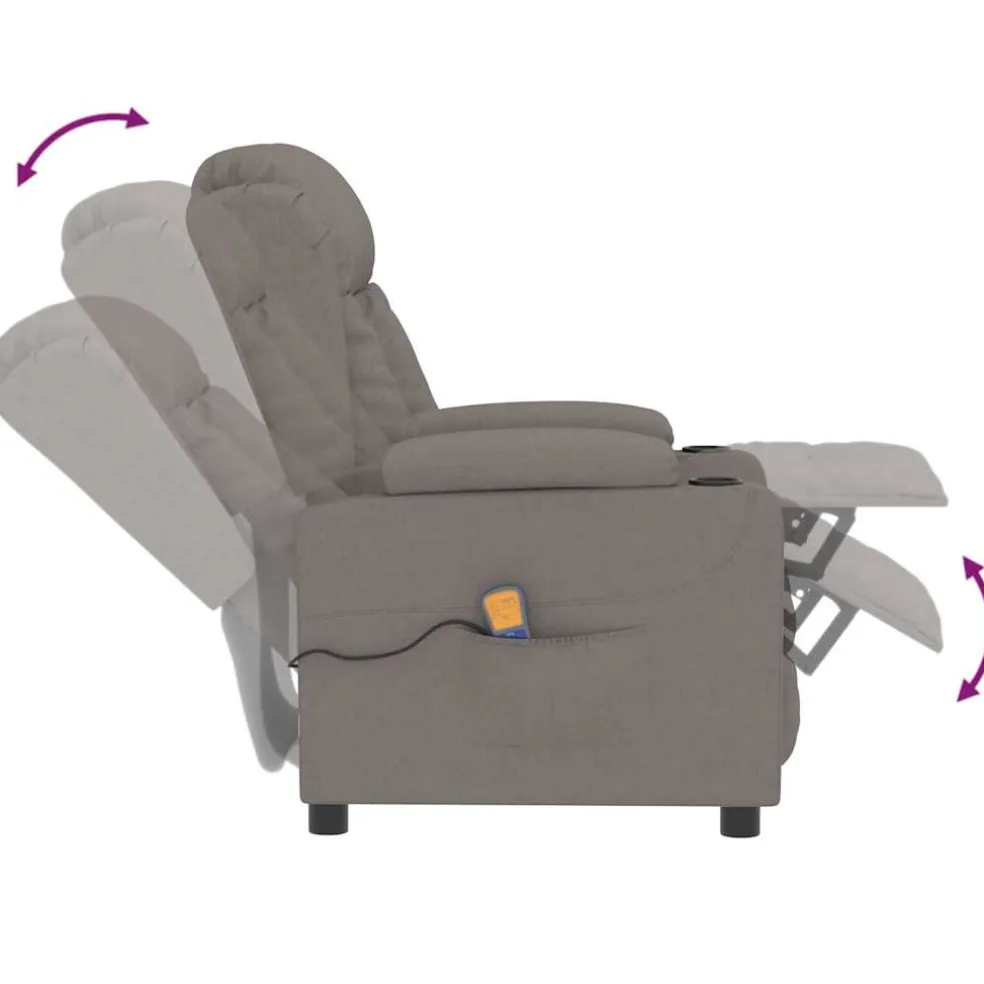 vidaXL Massagestoel stof taupe