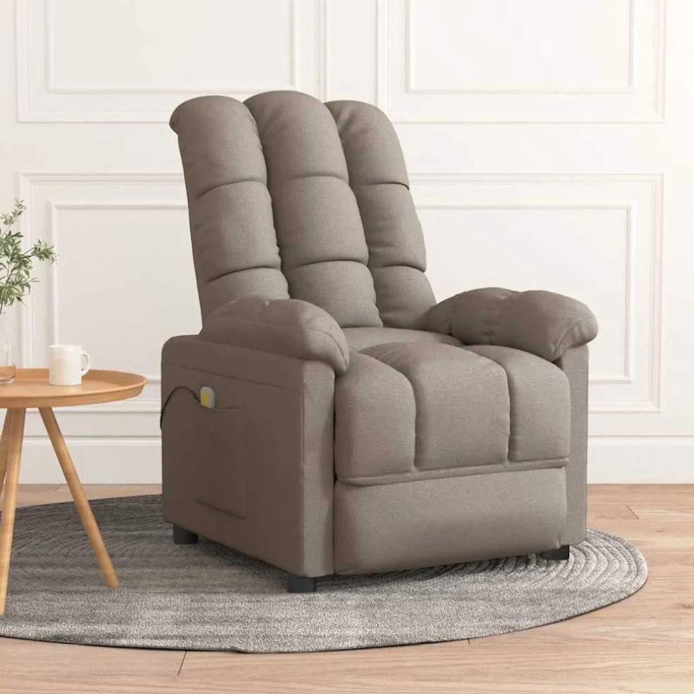 vidaXL Massagestoel stof taupe