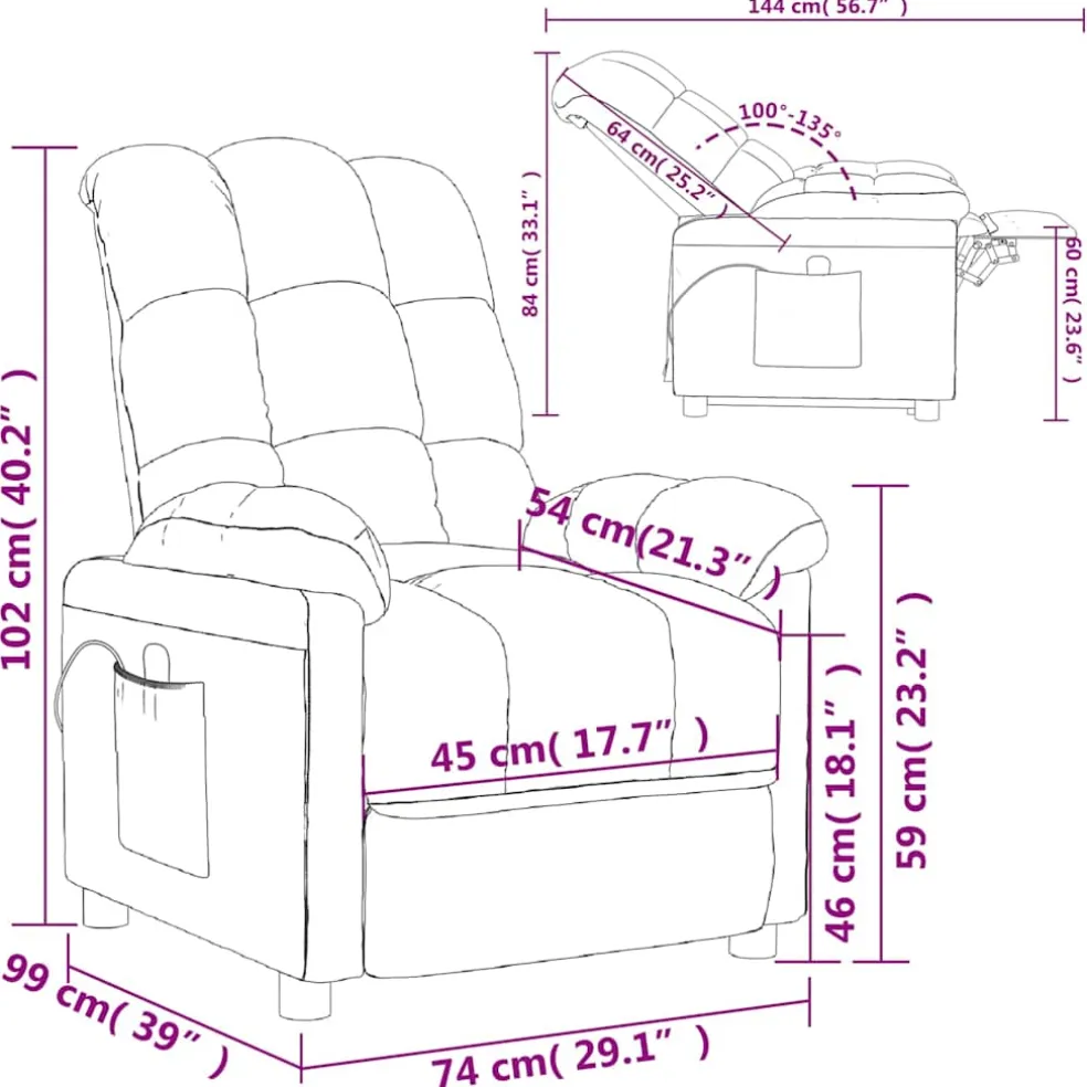 vidaXL Massagestoel stof taupe