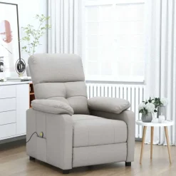 vidaXL Massagestoel stof taupe