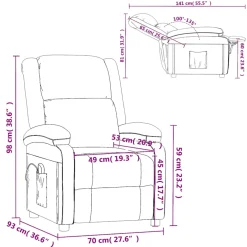 vidaXL Massagestoel stof taupe