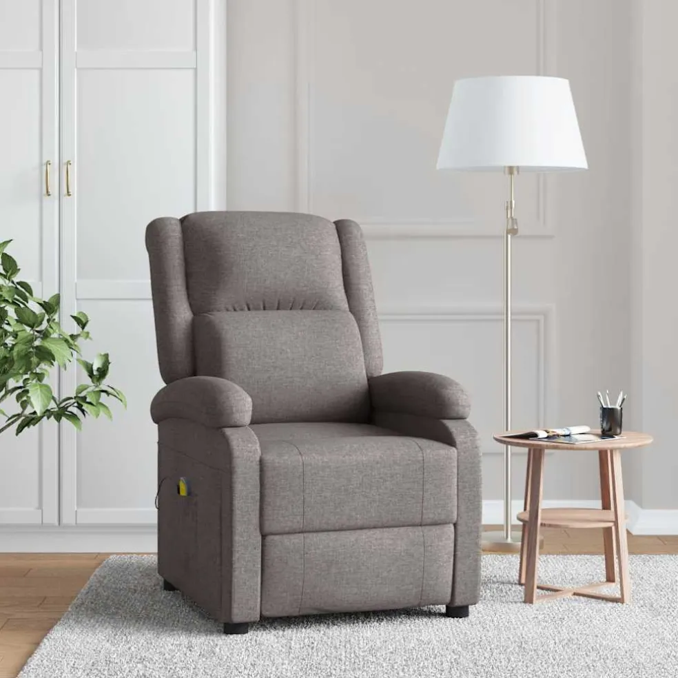 vidaXL Massagestoel stof taupe