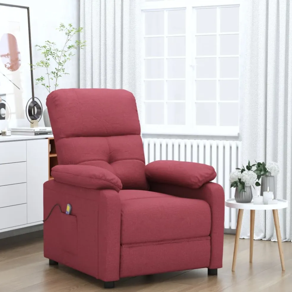 vidaXL Massagestoel stof wijnrood