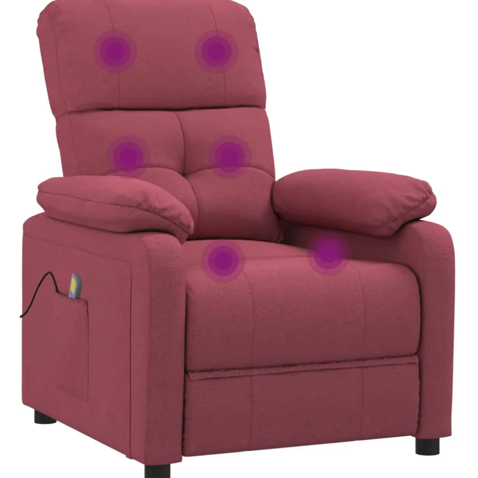 vidaXL Massagestoel stof wijnrood