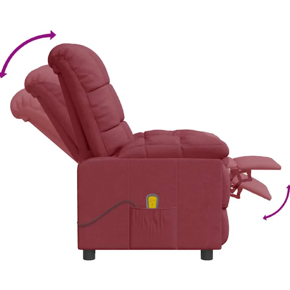 vidaXL Massagestoel stof wijnrood