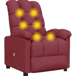 vidaXL Massagestoel stof wijnrood