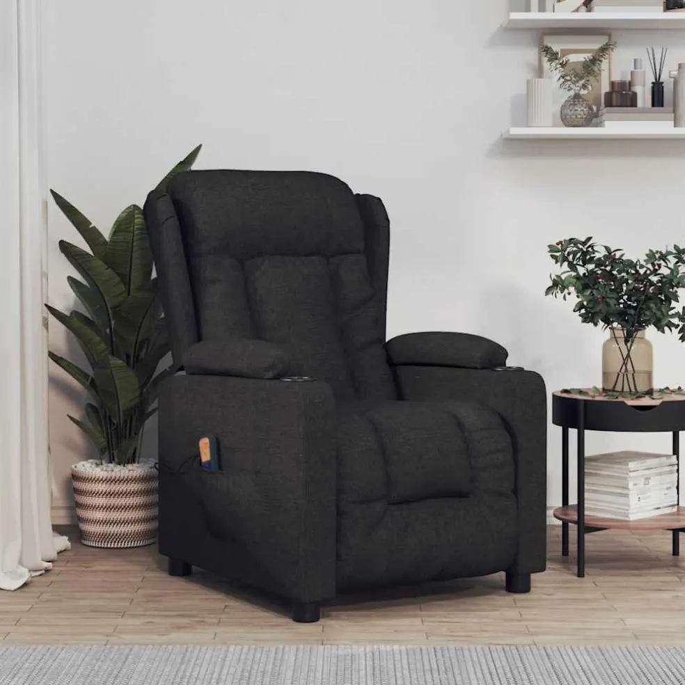 vidaXL Massagestoel stof zwart
