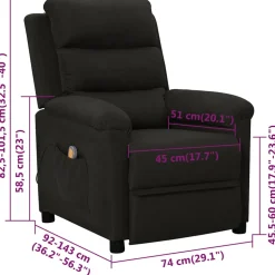 vidaXL Massagestoel stof zwart