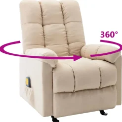 vidaXL Massagestoel verstelbaar stof crèmekleurig