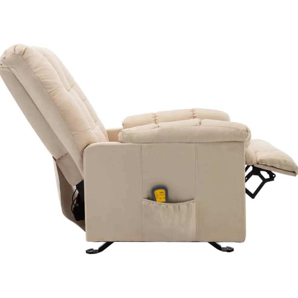 vidaXL Massagestoel verstelbaar stof crèmekleurig